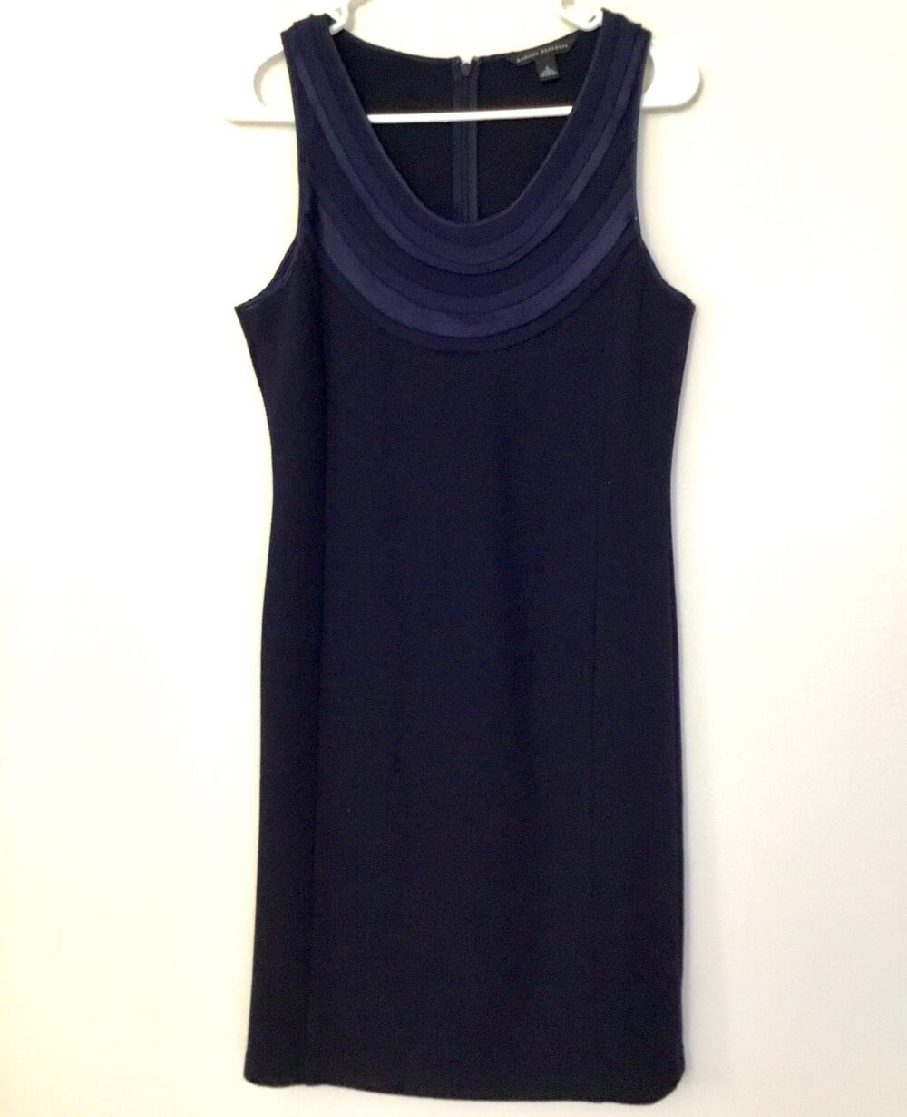 BANANA REPUBLIC Navy Blue Wool Dress Detailed Neckline Size 6